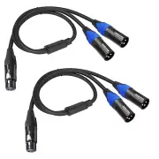 2Pack XLR Y Splitter Cable Xlr Female to Dual Male 1 2 Balanced Microphone Cord
