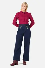 Rose Bud Embroidered Jean