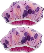 BATHVEVE Bathing Cap Decorative Printing Hand Embroidered Shower Hat for Women Girls Elastic Band for Hair Drying