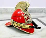 Nautical British Red Fireman Helmet Fire Brigade Fire fight Wearable Helmet Gift