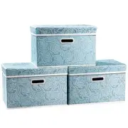 Collapsible Storage Cubes with Lids Fabric Decorative Storage Bins Boxes Orga...