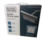 Black + Decker Shower Head Silver Rainfall Anti Clog/Quick Install Bathroom New
