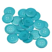 20pcs Sewing Buttons 1" Resin Round Flat 4-Hole Craft Buttons, Lake Blue