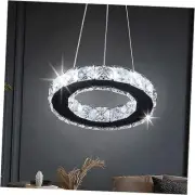 Modern Crystal Chandeliers LED Pendant Lighting Round Ring Chrome Cool White