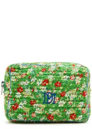 Damson Madder Floral-print Quilted Cotton Cosmetics Pouch - Green ONE SIZE