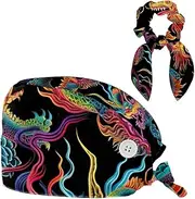 [YTYVAGT] Scrub Caps Women,Scrub Hats Suitable for Women,Vintage Animal Chinese Dragon