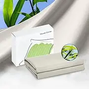Vesta Premium 100% Bamboo Viscose Duvet Cover, SuperBamboo Cooling for Hot Sleepers, Softer Than Silk, High Thread Count, 7 Handy Duvet Ties (Sandy Pebble, King/Cali King)