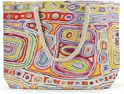 [Generic] Large Beach Bag, Tote Bag, Overnight Bag - Aboriginal Art - Felicity Robertson, Yellow - Australia, Indigenous, Souvenir, Gift