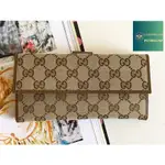 二手精品 古馳 GUCCI 231841 GG LOGO 帆布皮革修邊長錢包 長夾 手拿包 231841