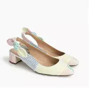 J.Crew Slingback bow pumps (40mm) in mixed seersucker-H8182-6-NEW