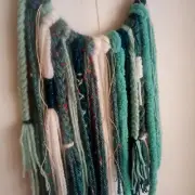 Wall Hanging Yarn Art Boho Macrame Blue White