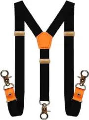 Adjustable Suspenders for Men Bronze Metal Clips One Size Snap Hooks/Black