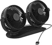 Portable Car Fan - Double Head USB Desk Fan,Strong Wind, Low Noise Cooling Device, 360-Degree Rotation, Dashboard Accessories for Vehicles, Trucks, RVs, Travel, Workplace, School