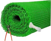 [SAI PRASEEDA] UV Stabilized Garden Fencing Net_Tree Guard Net_Anti Bird Net_PVC Virgin HDPE_5 Feet Height X 50 Feet Length_Green Color_800 GSM with 1 Cutter and 100 PVC Tags SHJAMN8