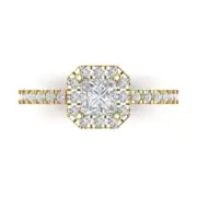 1.3Princess Cut Halo Engagement Anniversary Promise Ring 14k Yellow Solid Gold