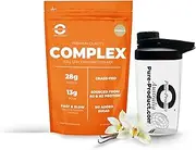 Pure Product Australia - Whey Protein Blend (WPI + WPC + CASEIN) Powder - 100% Premium Grass-Fed AU & NZ - 28g Protein per Serve - 13g BCAAs - Non-GMO - 3kg (90 Servings) - Vanilla + Glass shaker