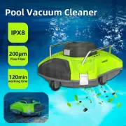 Cordless Robotic Pool Cleaner 30W IPX8 Dual-Drive Motors Automatic Pool Vacuum