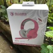 Sades Spirits Multi-Platform Gaming Headset Adjustable Comfortable Pink & White