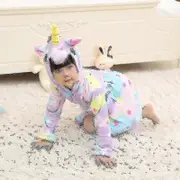 Nmaov Kids Girls Unicorn Hooded Bathrobe Towelling Bath Robe Dressing Gown Pajamas Flannel Loungewear Robe Rainbow Star 3-4 Years