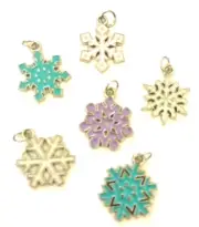 Snowflake Charms for Christmas bracelets necklace ornaments metal 1/2" lot of 6