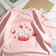 Short-Sleeve Rabbit Print Tee Pink - S