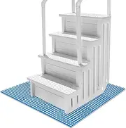 Splicing Swimming Pool Ladder Mat, 35 x 35 Inch Protective Non-Slip Pool Ladder Pad Wear Resistant Protective Ladder Pad for Above Ground Pools Liners and Stairs, Dark Blue