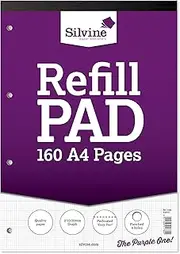 Silvine Graph Refill Pad, White, A4 Size, 160 Pages