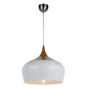 Polk 1 Light Pendant 300mm Oak & White - POLK PE30-OK+WH