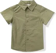 [BUFOSA] Boys' Button Down Short Sleeve Fishing Shirt Quick-Dry UV Sun Protection Outdoor Tops