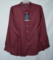 Men's Chaps Regular Fit Wrinkle Free Herringbone Dress Shirt Size 14 - 14 1/2