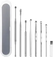 8 Pcs Ear Pick Earwax Removal Kit, Ear Cleansing Tool Set, Ear Curette Ear Wax Remover Tool with Cleaning Brush and Storage Box