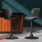 2 PCS Swivel Bar Stools Adjustable Height PU Leather Kitchen Chairs Padded Seat