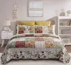 Patchwork Quilt Set Bedspread Queen Size Bedding - Reversible Breathable Colo...