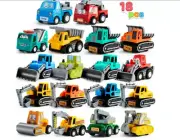 Syncfun 18 Pcs Toy Cars for kids, Friction Pull Back Play Vehicle Set, Mini Exca
