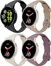 EverAct 4 Pack Slim Silicone Band Compatible with Garmin Vivoactive 5/Vivoactive 3/Venu Sq 2/Venu Sq/Venu, Thin Soft Narrow Sport Replacement Wristband Strap for Forerunner 55/165/645/245 Women Men