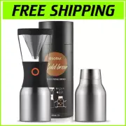 Portable BPA-Free Cold Brew Coffee Maker with 34oz Insulated Carafe - Silver
