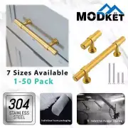 Brushed Gold Modern Cabinet Handles Pulls Knobs Kitchen Hardware Drawer Pull
