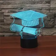 Bachelor Cap Black Base Creative 3D LED Decorative Night Light, 16 Color Remote Control Version
