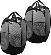 2x Foldable Nylon Mesh Laundry Hamper Pop Up Basket Clothes Washing Storage Bin