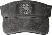 [RLDOBOFE] Sun Visor Hat Adjustable Empty Top Baseball Cap Black and white lion head Sun Hats for Women Men Sports Hats Summer Beach Cap