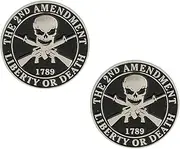 [Artisan Owl] 2nd Amendment Right to Bear Arms Militia Liberty or Death 1789 Skull and Crossed Guns 1" Lapel Pin