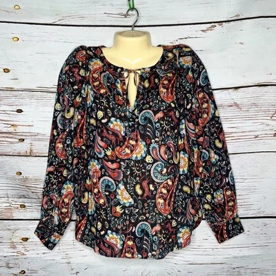 LOFT Ann Taylor NWT S Paisley - Unicorn Novelty Print Puff Peasant Shirt Top