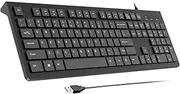 Computer Keyboard Wired, Plug Play USB Keyboard, Low Profile Chiclet Keys, Large Number Pad, Caps Indicators, Foldable Stands, Spill-Resistant, Anti-Wear Letters for Windows Mac PC Laptop, Full Size