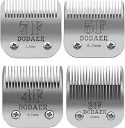 DODAER Size 7F/5F/4F/3F Detachable Pet Dog Grooming Blades of Stainless Steel,Compatible with Andis,Oster A5,Wahl KM10 Series,4 Count