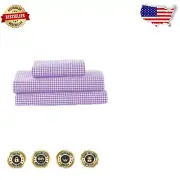 Charming Lavender Gingham Toddler Sheet Set with Fitted and Flat Sheets