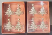 LOT Two Lenox Set Four Napkin Rings Silver Color Christmas Tree Holiday Noel