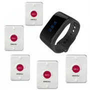 SINGCALL Wireless Calling System for Bathroom Hotel 1 Waterproof Watch, 5 Pagers