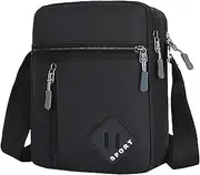 [Businey] Mens Shoulder Bag, Waterproof Crossbody Bags, Lightweight Chest Sling Bag with Adjustable Strap, Travel Phone for Men, Black