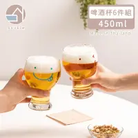 在飛比找momo購物網優惠-【韓國SSUEIM】微笑款玻璃啤酒杯6件組(450ml)