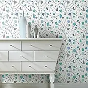 RoomMates RMK12094RL Jane Dixon Blue and White Terrazzo Branch Peel and Stick Wallpaper